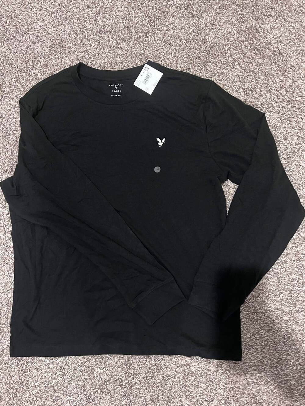 American Eagle Super Soft Long Sleeve Crew Tee Black Medium NWT